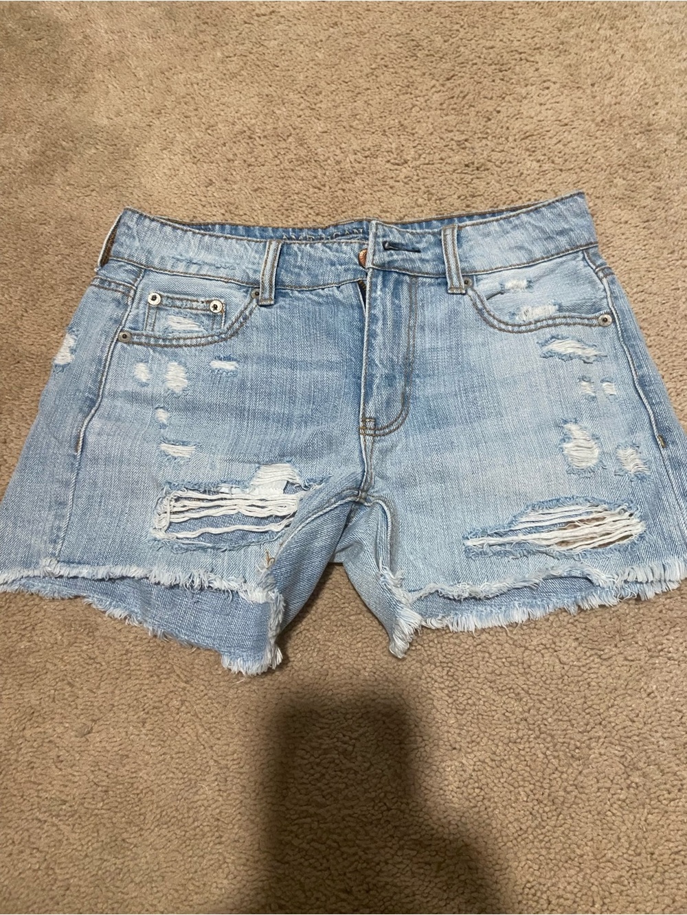 American Eagle Outfitters Light Blue Distressed Denim Shorts